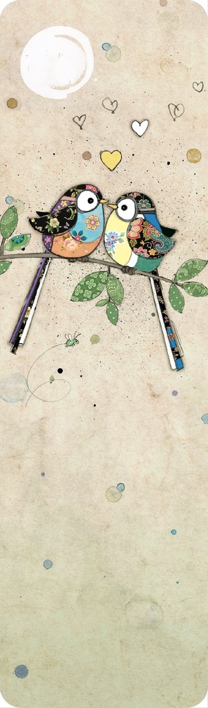 MARQUE PAGES D187 - BUG ART COUPLE D OISEAUX