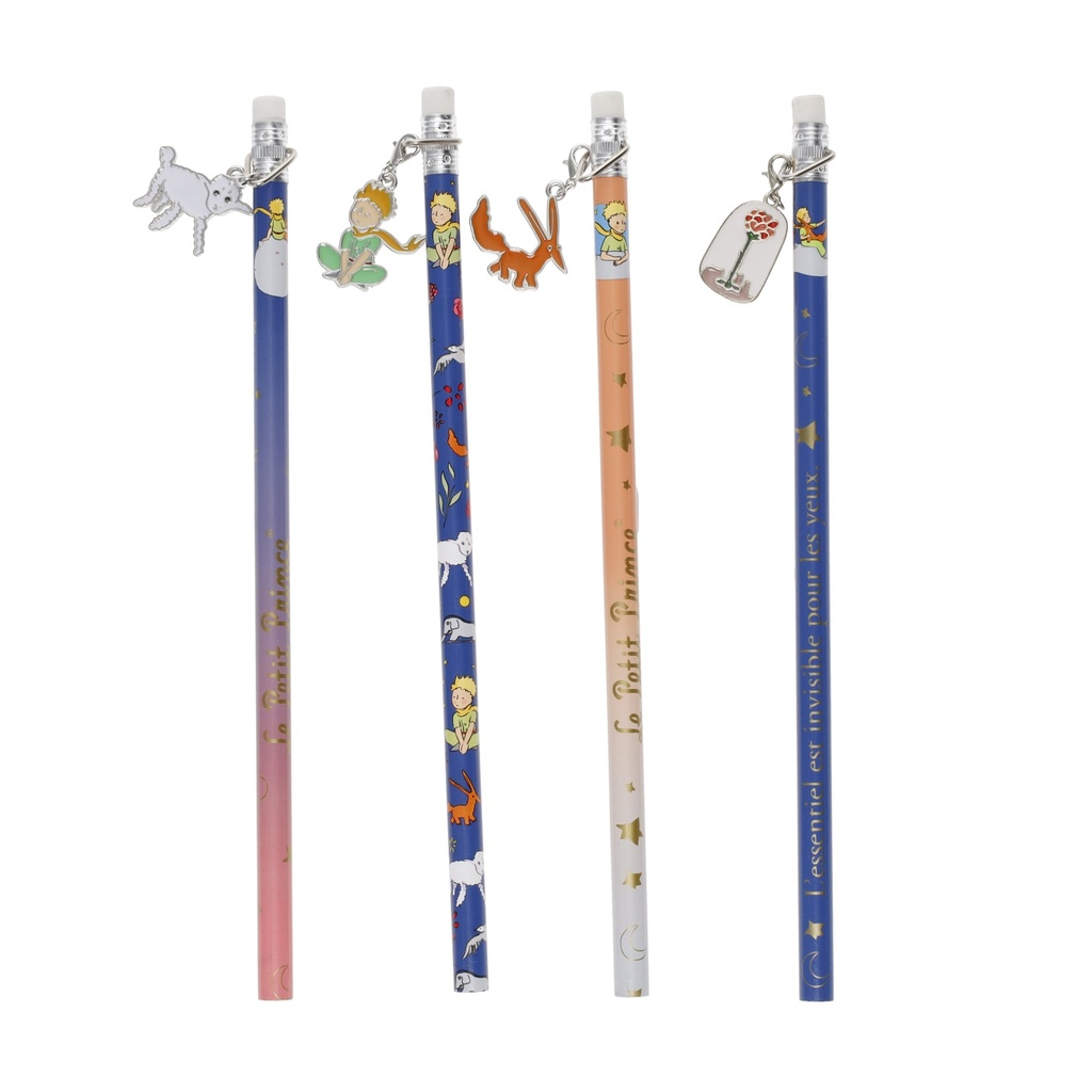 CRAYON A PAPIER + GOMME + CHARMS LE PETIT PRINCE ASSORTI