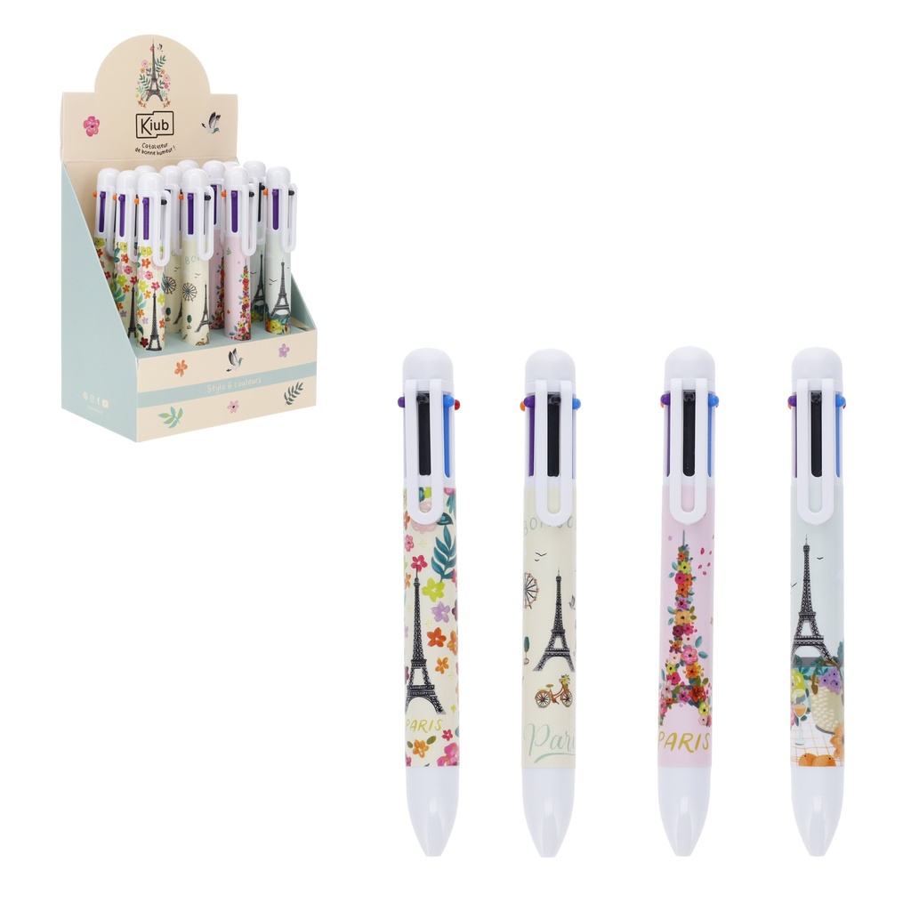 STYLO 6 COULEURS EN DISPLAY PARIS JE T ADORE
