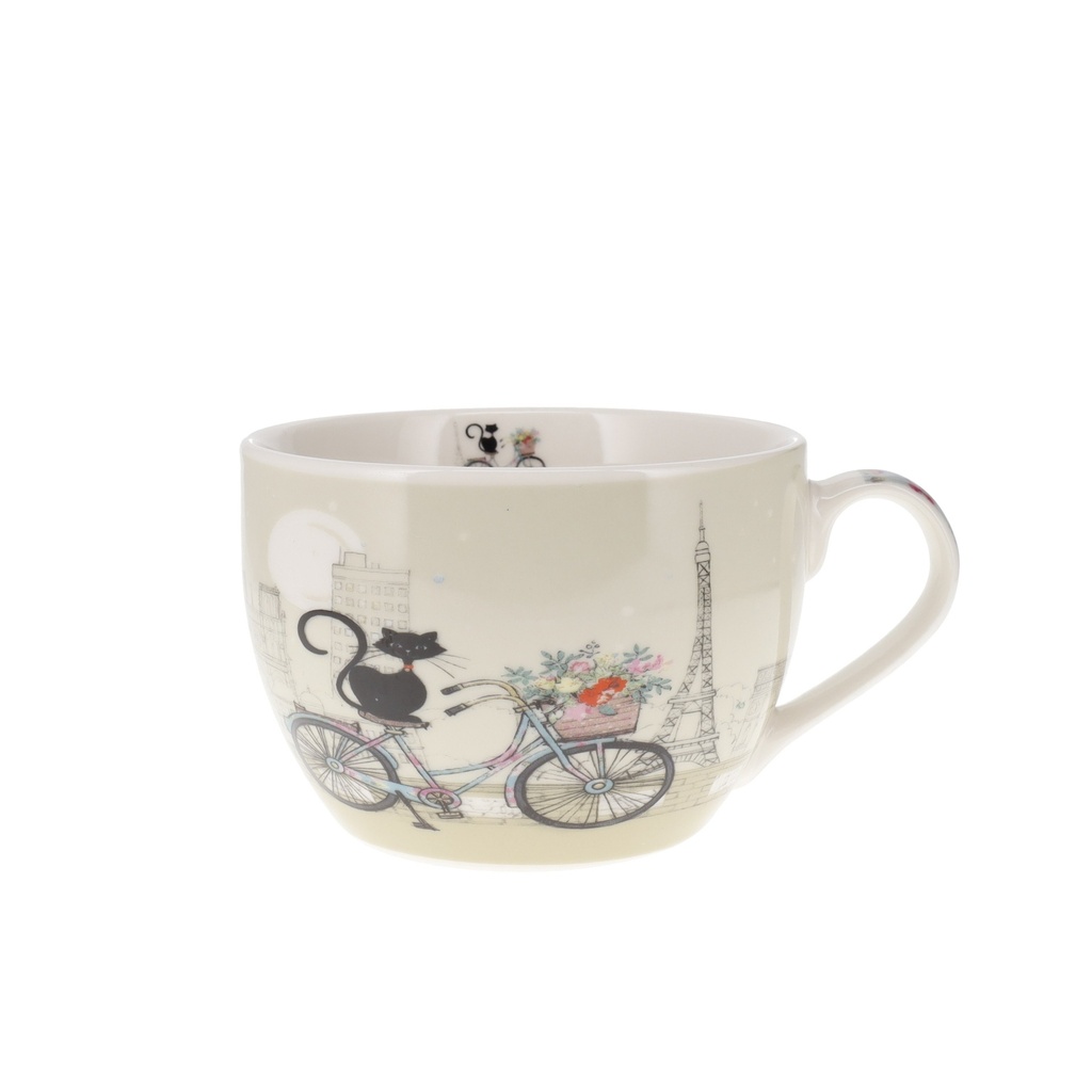 BOL A ANSE 500 ML + BOITE OUVERTE BUG ART PARIS CHAT VELO