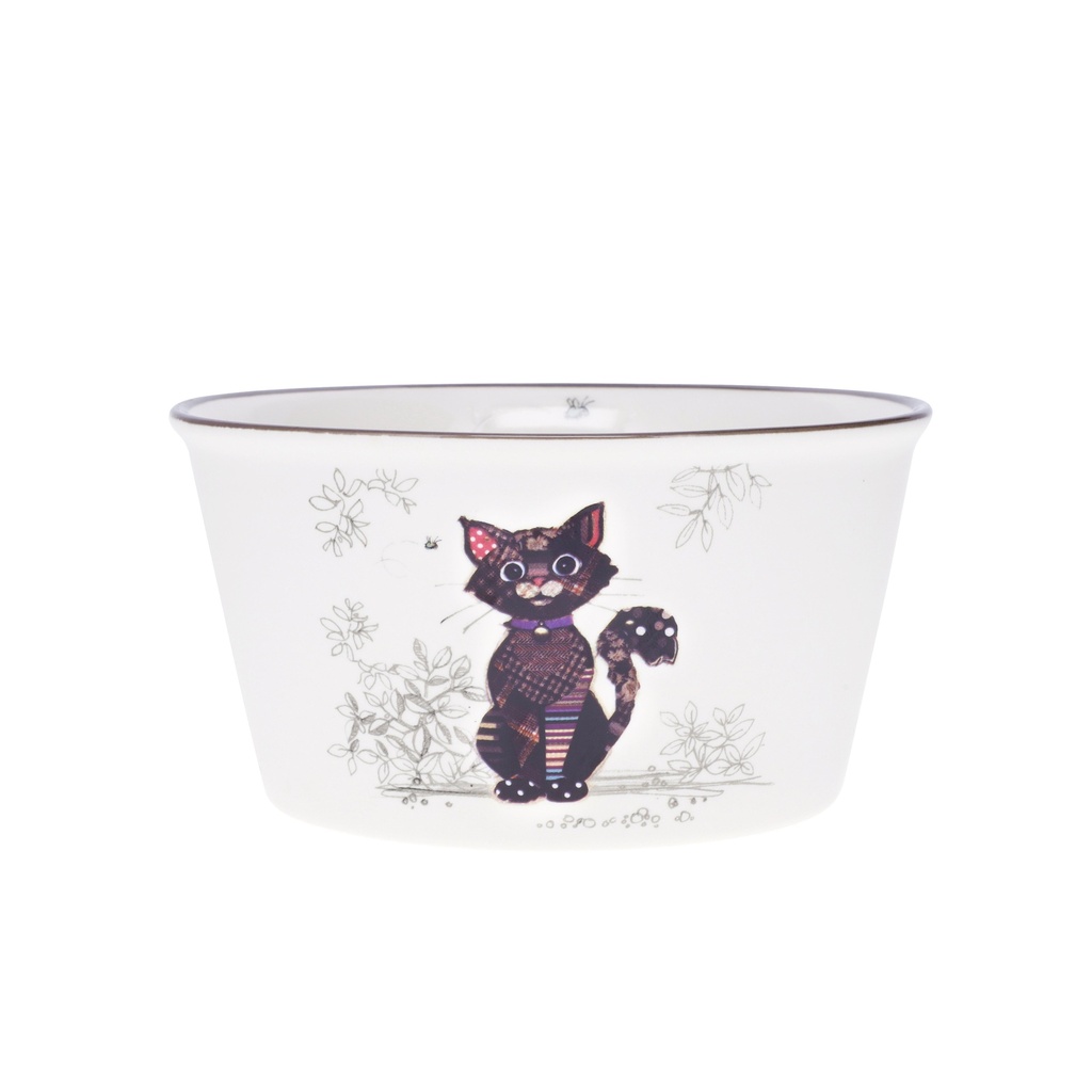 BOL TIMBALE 12,5 CM EN PORCELAINE KOOK CHAT NOIR