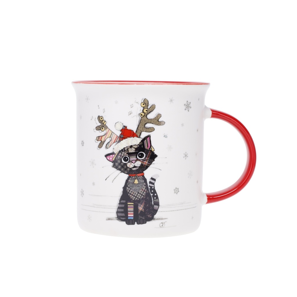 MUG TIMBALE DROIT M 320 ML KOOKS NOEL CHAT NOIR