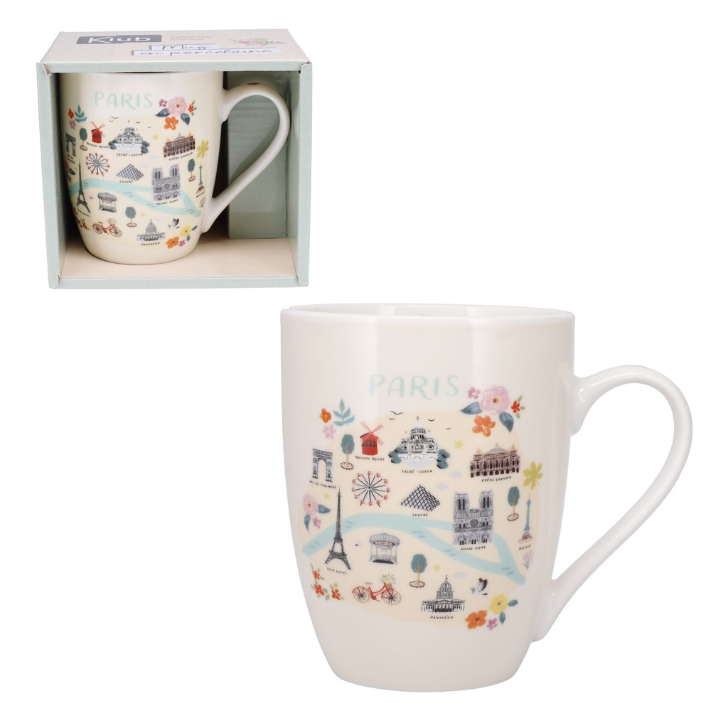 MUG ARRONDI 340 ML + BOITE OUVERTE PARIS JE T ADORE PLANS
