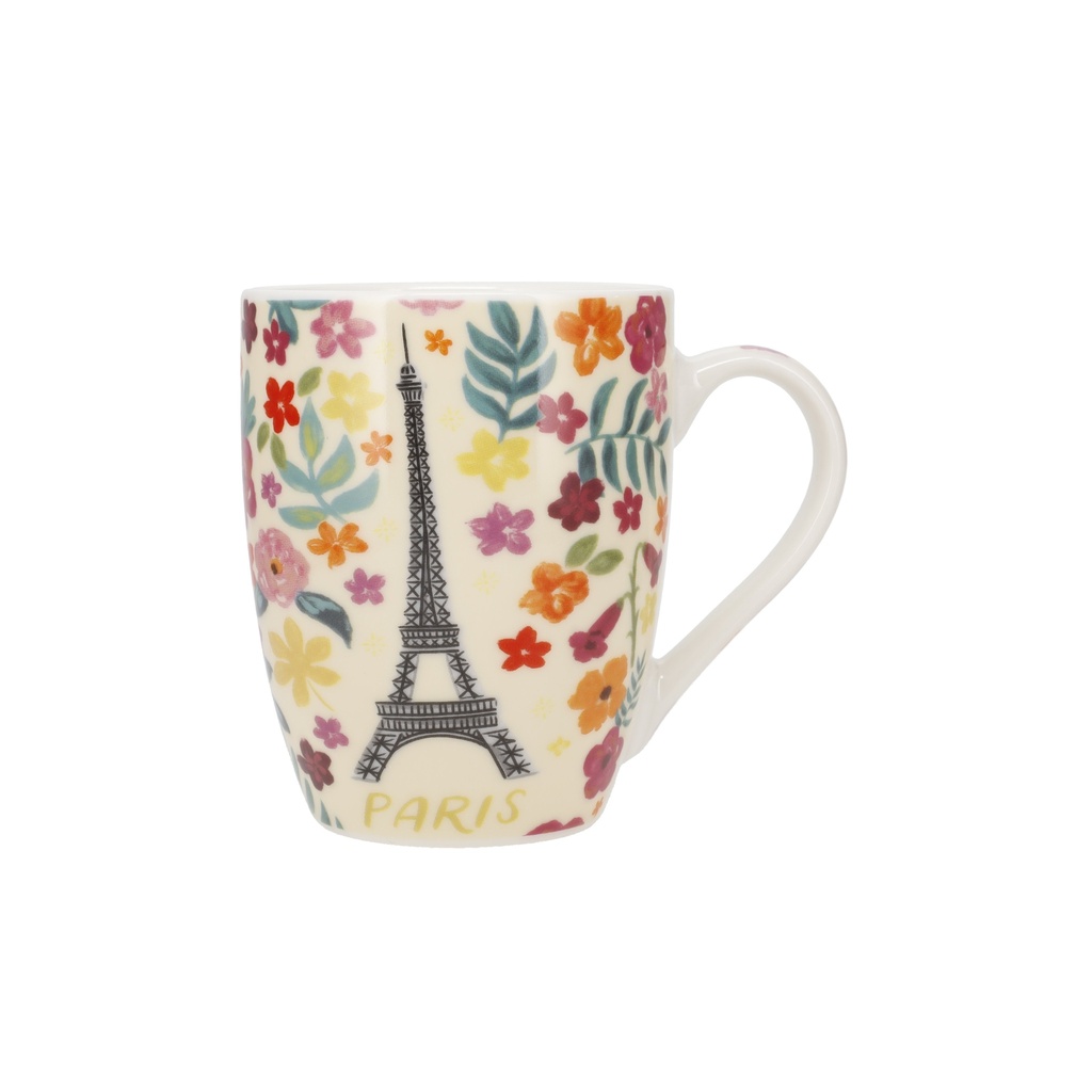 MUG ARRONDI 340 ML + BOITE OUVERTE PARIS JE T ADORE FLEURS