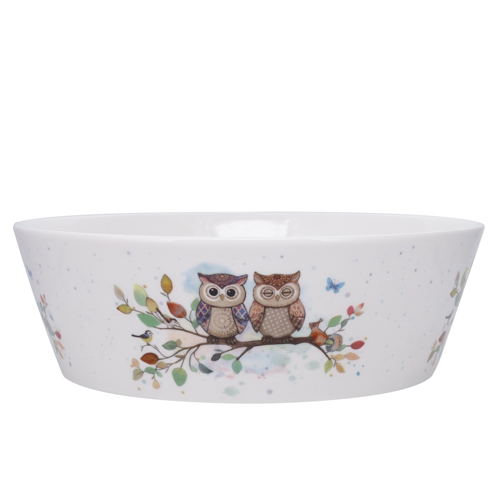 SALADIER 22CM PORCELAINE PORTFOLIO COUPLE DE CHOUETTES
