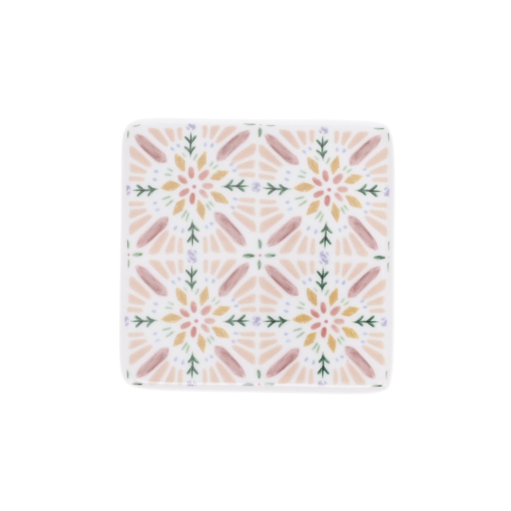 DESSOUS DE VERRE CARRE EN PORCELAINE ESPRIT CACHEMIRE