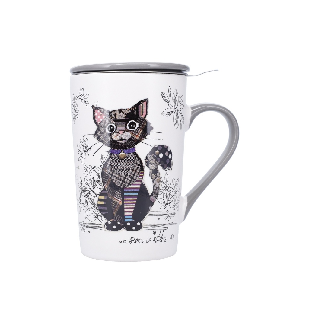 MUG TISANIERE XL CONIQUE MAT 435 ML KOOK CHAT NOIR