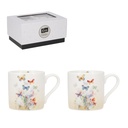 DUO DE TASSES CAFE + BOITE CADEAU PORTFOLIO PAPILLONS