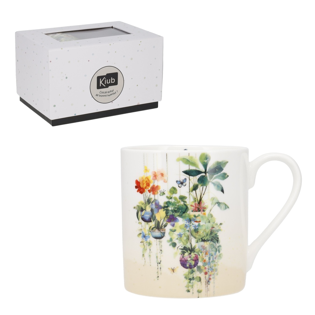MUG DROIT 280 ML PORCELAINE + BOITE CADEAU PORTFOLIO PLANTES SUSPENDUES