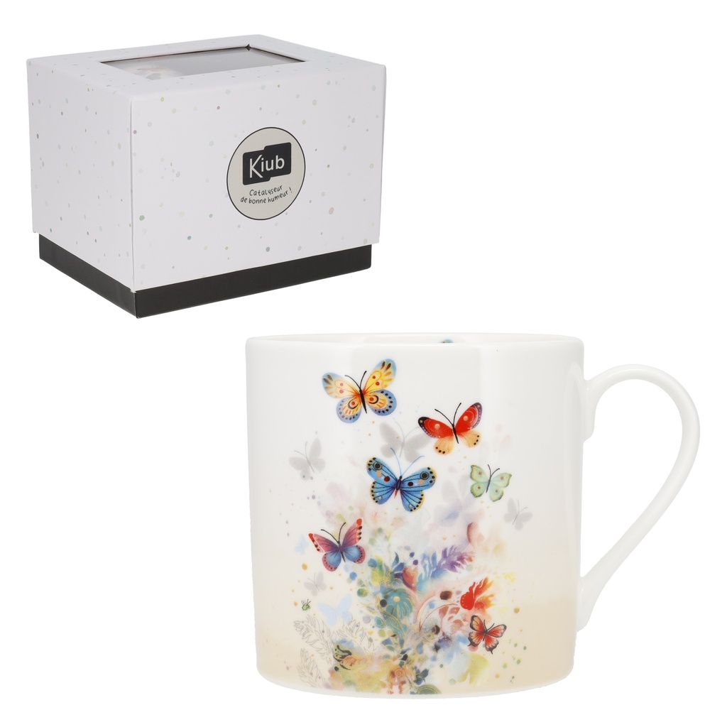 MUG XL DROIT 425 ML PORCELAINE + BOITE CADEAU PORTFOLIO PAPILLONS
