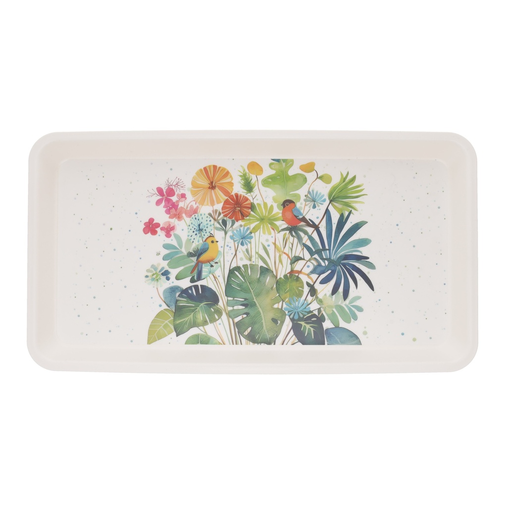 PLATEAU PLASTIQUE RECYCLE PM PORTFOLIO OISEAUX PLANTE