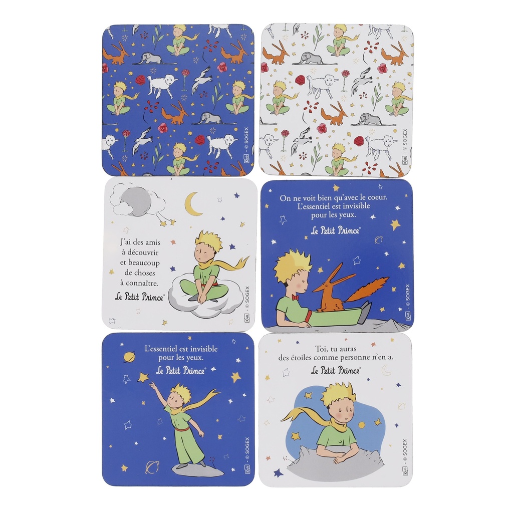 DESSOUS DE VERRE CARRES X 6 LE PETIT PRINCE ASSORTI