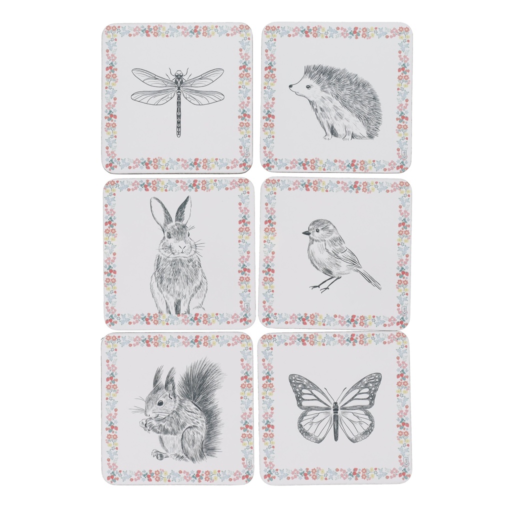 DESSOUS DE VERRE CARRES X 6 JARDIN DES MERVEILLES