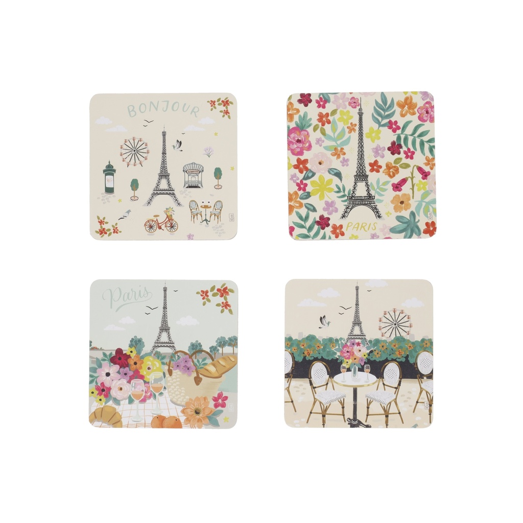 4X SOUS VERRE EN BOITE CADEAU PARIS JE T ADORE