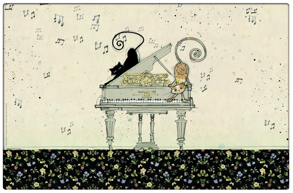 SET DE TABLE BUG ART CHATS SUR PIANO
