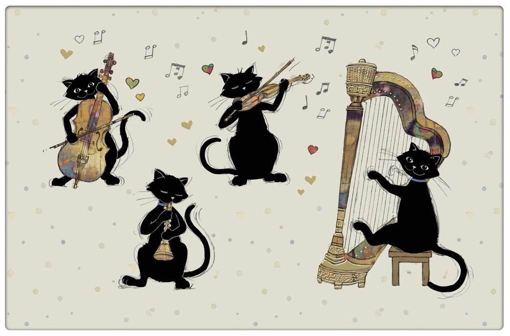 SET DE TABLE BUG ART CHATS MUSIQUE INSTRUMENTS