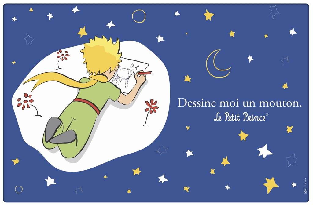 SET DE TABLE LE PETIT PRINCE BLEU DESSINE MOI UN MOUTON