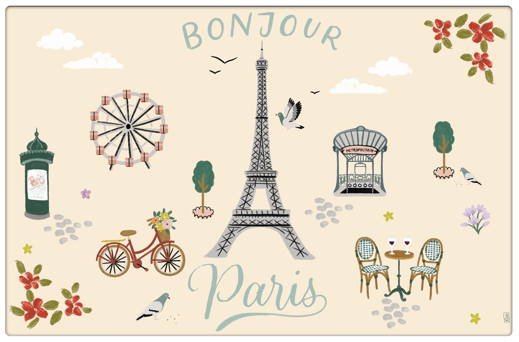 SET DE TABLE PARIS JE T ADORE ALL OVER