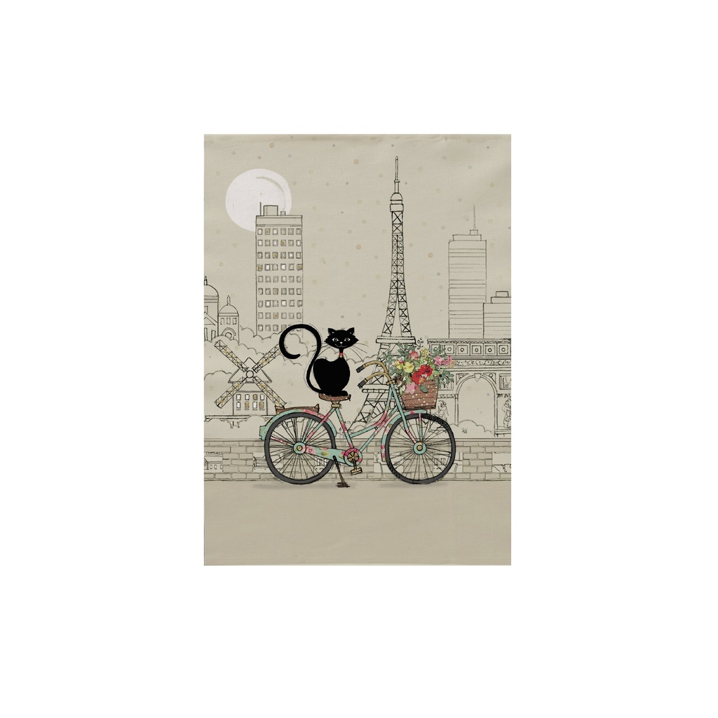 TORCHON BUG ART PARIS CHAT VELO