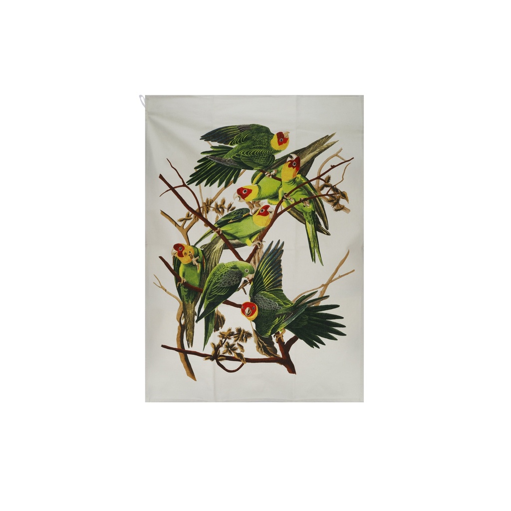 TORCHON ENCYCLOPEDIA OISEAUX JAUNE