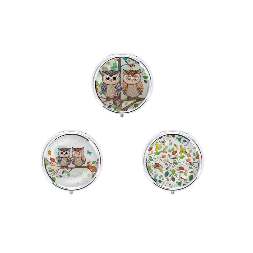 BOITE A PILULES RONDE METAL PORTFOLIO ASSORTIS