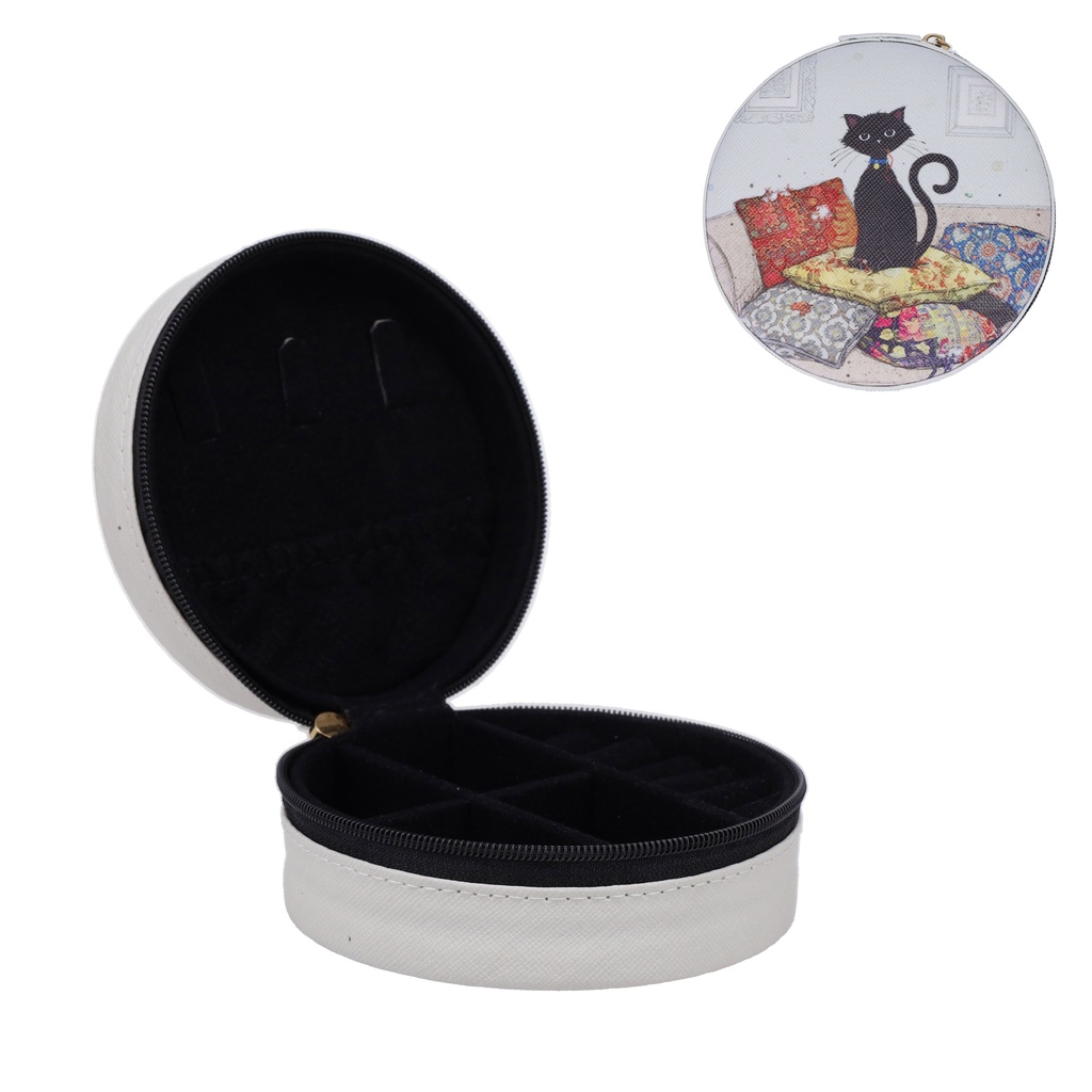 BOITE A BIJOUX GM RONDE BUG ART CHAT ET COUSSINS