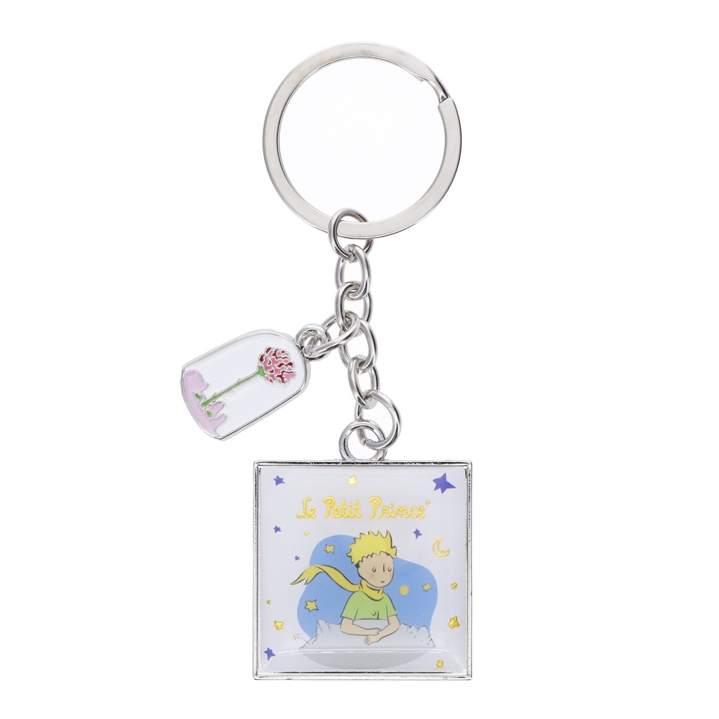 PORTE CLE CHARMS EN METAL LE PETIT PRINCE BLANC BLEU