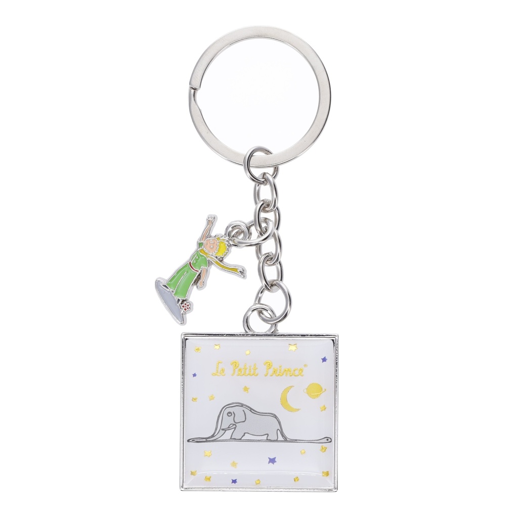 PORTE CLE CHARMS EN METAL LE PETIT PRINCE BLANC ELEPHANT