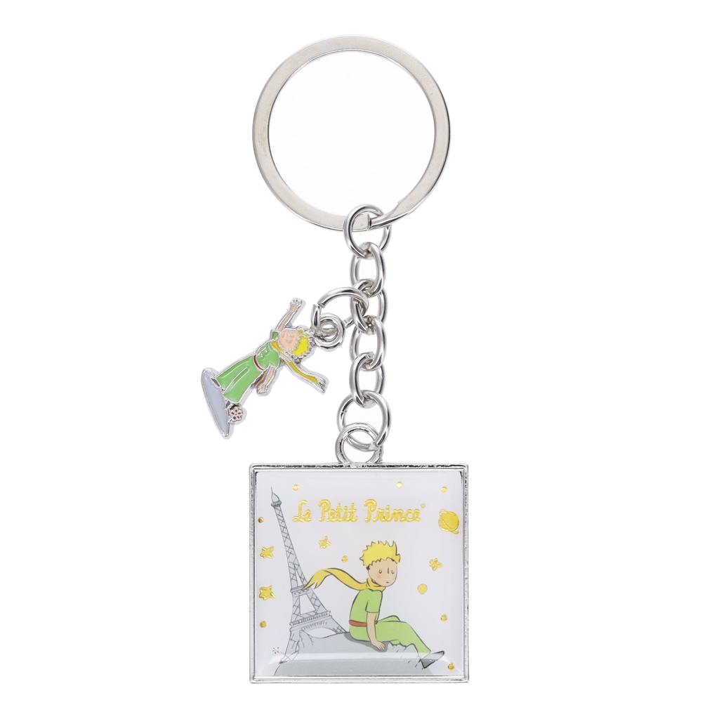 PORTE CLE CHARMS EN METAL LPP A PARIS BLANC ASSIS