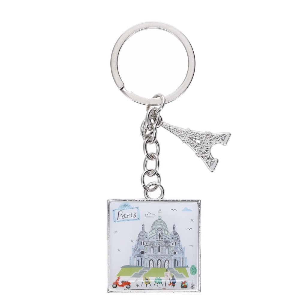 PORTE CLE CHARMS EN METAL LE TOUT PARIS BLANC MONTMARTRE