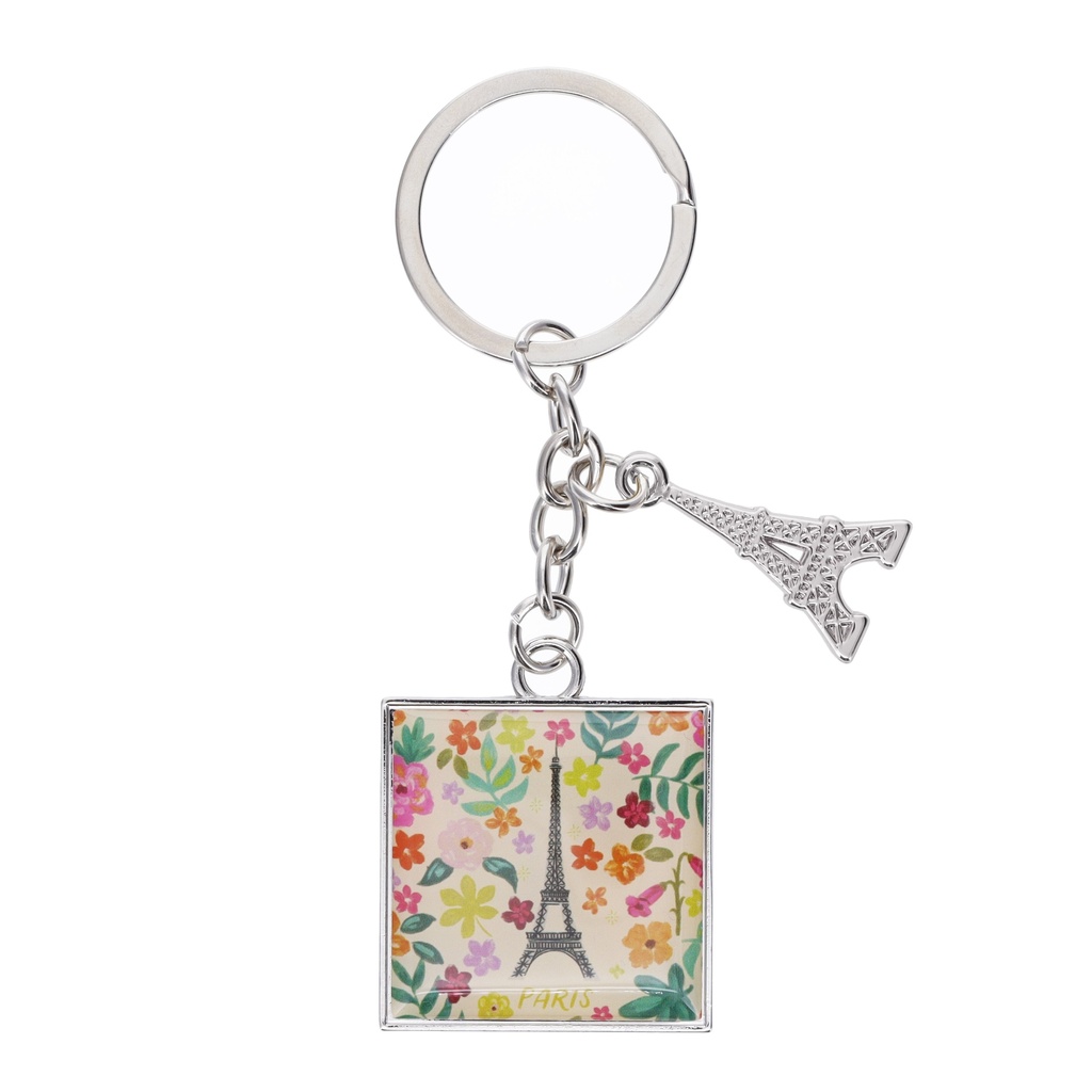 PORTE CLE CHARMS EN METAL PARIS JE T ADORE TOUR EIFFEL FLEURS