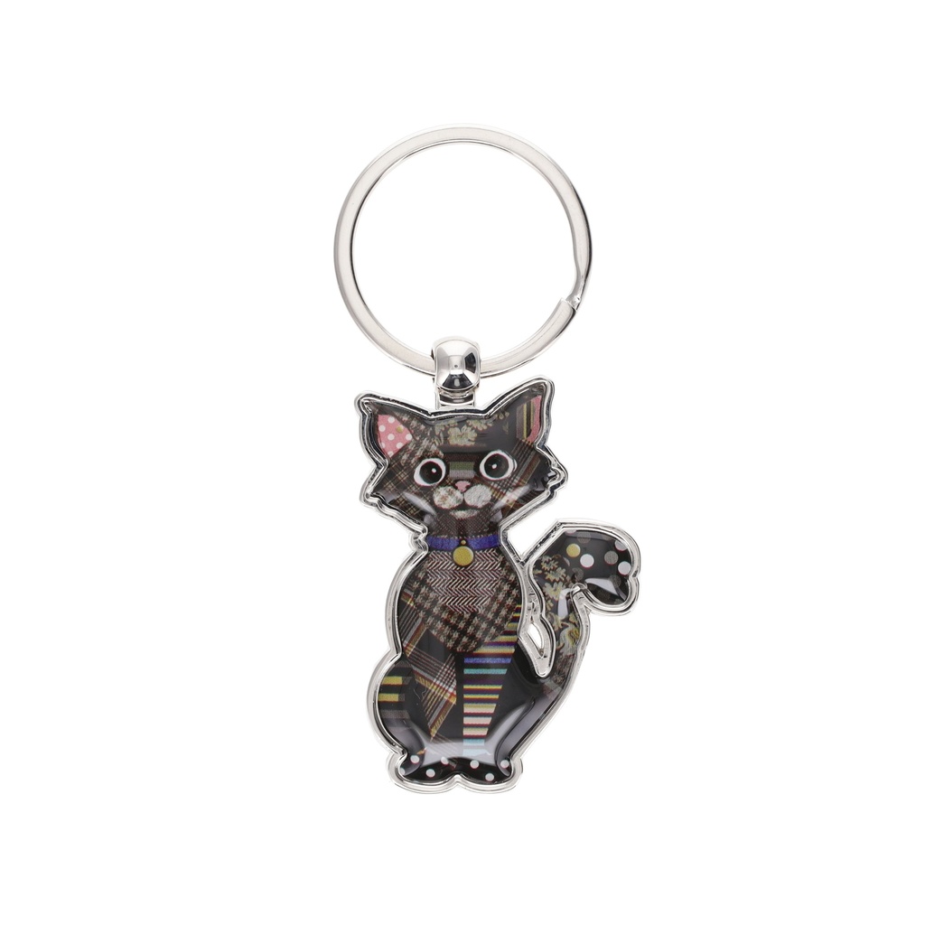 PORTE CLE EN FORME EN METAL KOOK CHAT NOIR