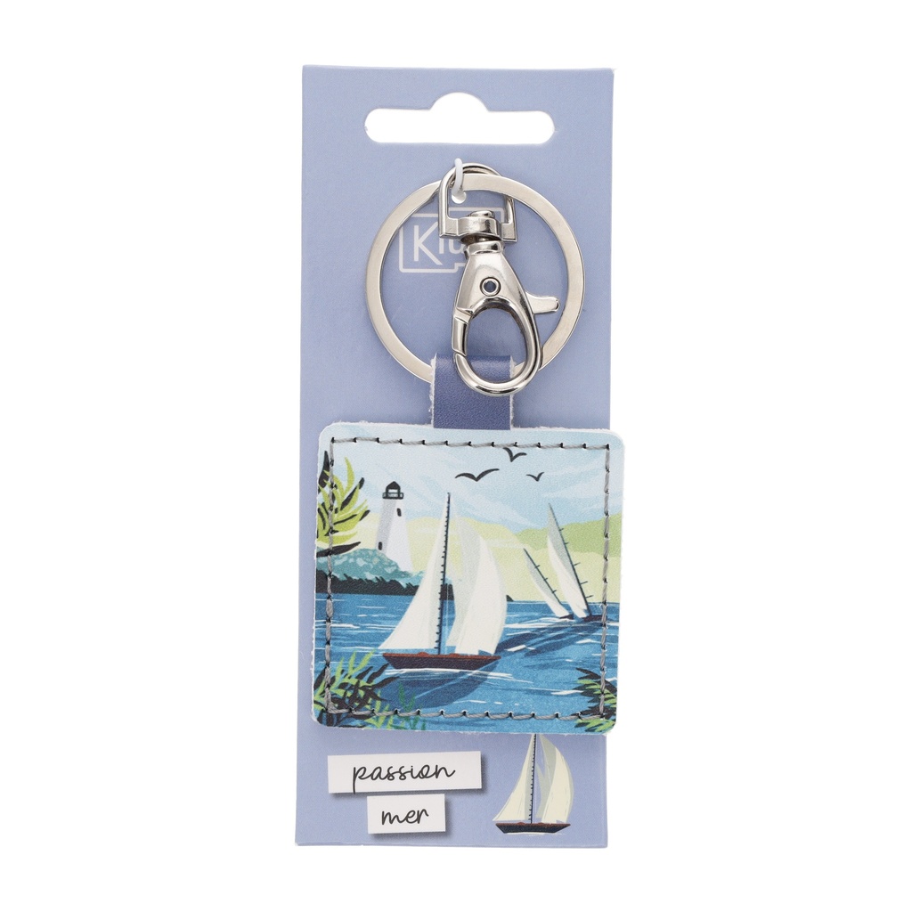 PORTE CLE CARRE EN PU PASSION MER