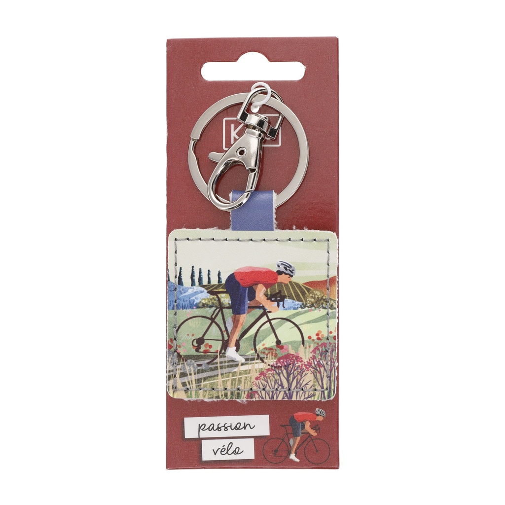 PORTE CLE CARRE EN PU PASSION VELO