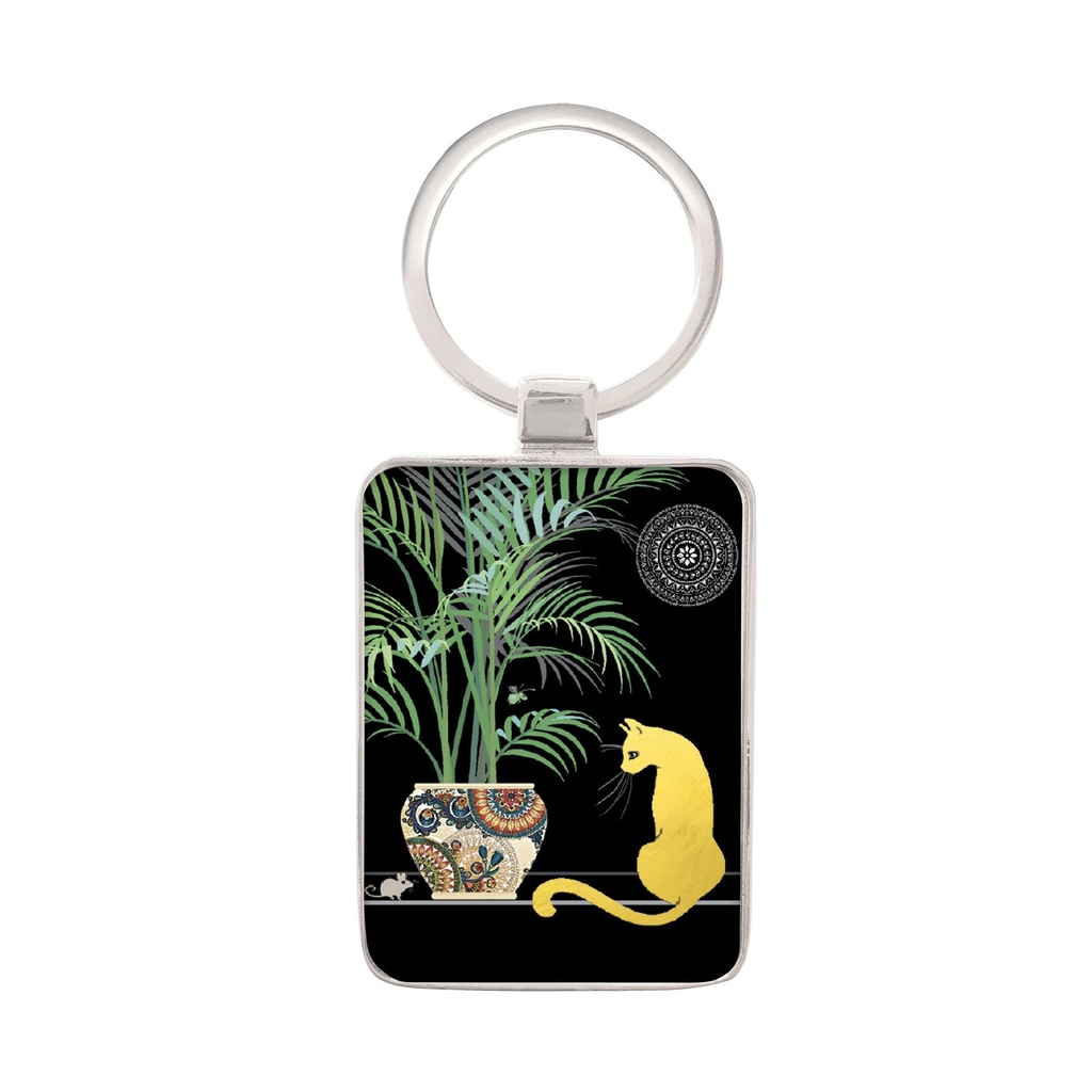 PORTE CLE RECTANGLE BUG ART JEWELS CHAT PLANTES