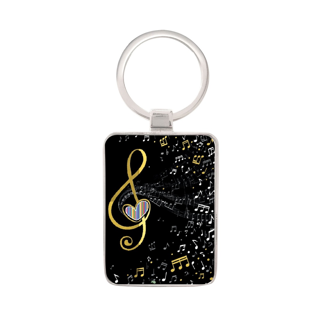 PORTE CLE RECTANGLE BUG ART JEWELS NOTE DE MUSIQUE