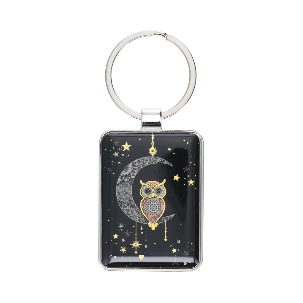 PORTE CLE RECTANGLE JEWELS HIBOUX