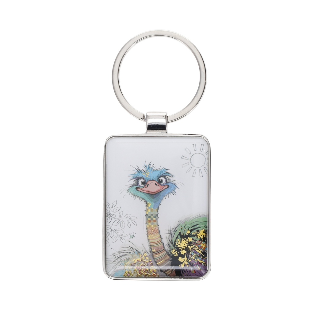 PORTE CLE RECTANGLE KOOK AUTRUCHE