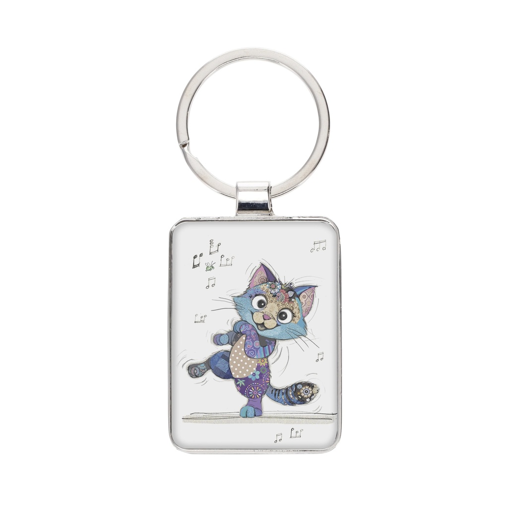 PORTE CLE RECTANGLE KOOK CHATON DANSE
