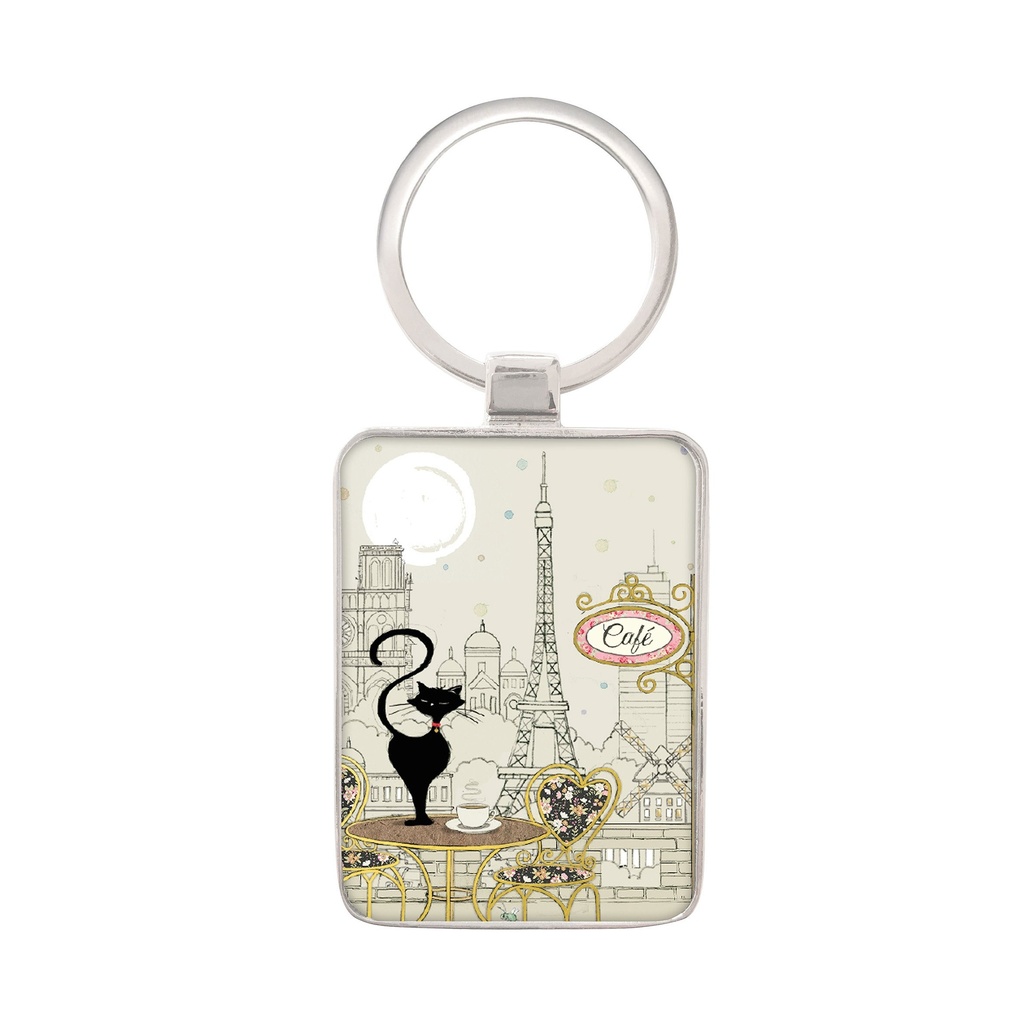 PORTE CLE RECTANGLE BUG ART PARIS CAFE