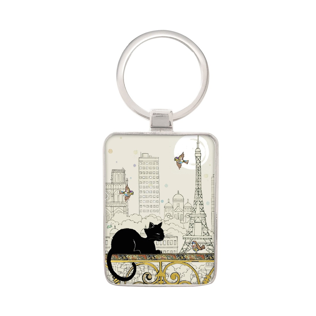 PORTE CLE RECTANGLE BUG ART PARIS OISEAUX