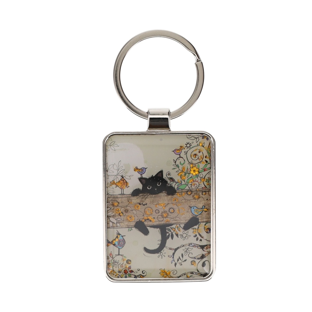PORTE CLE RECTANGLE BUG ART CHATON BRANCHE