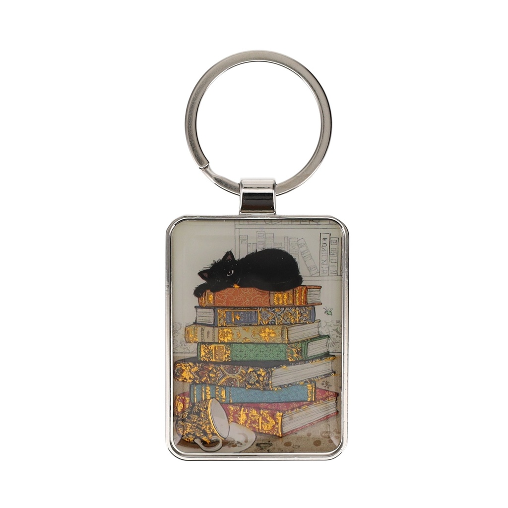 PORTE CLE RECTANGLE BUG ART CHATON LIVRES