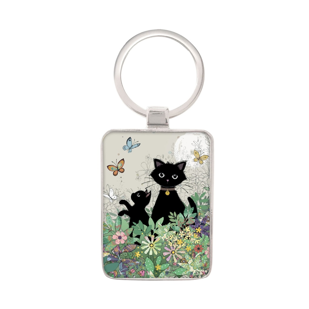 PORTE CLE RECTANGLE BUG ART CHATON JARDIN
