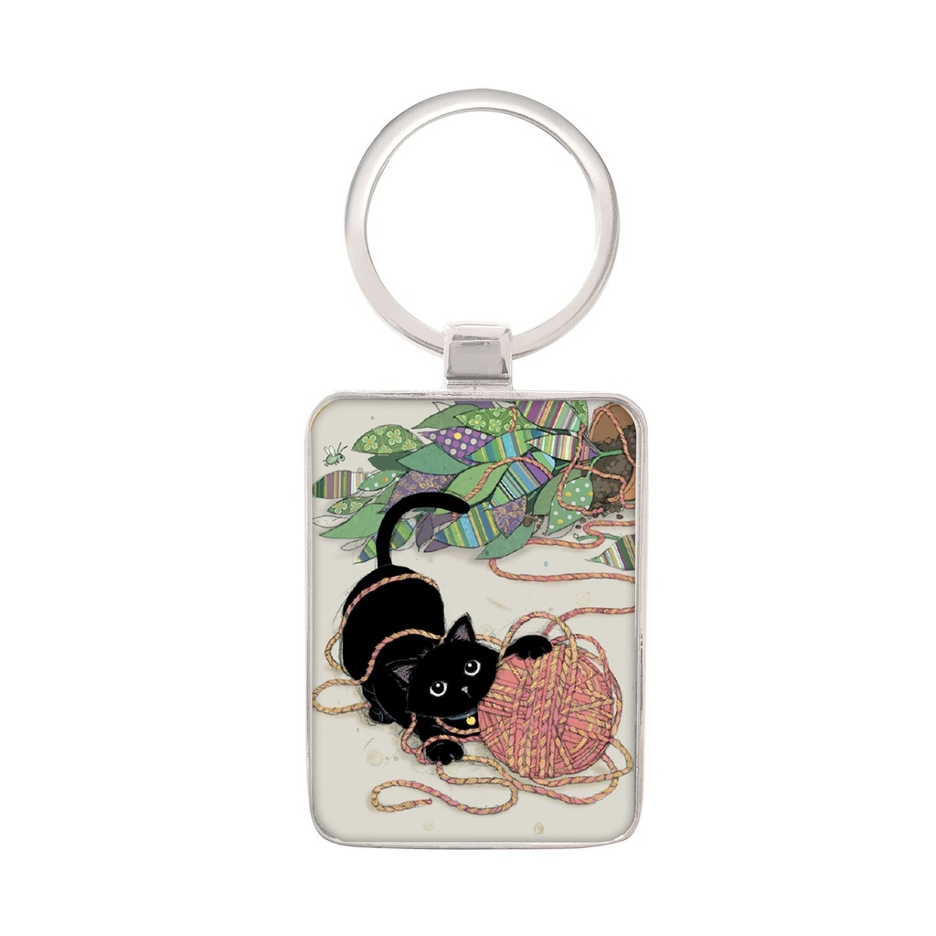 PORTE CLE RECTANGLE BUG ART CHATON PELOTE
