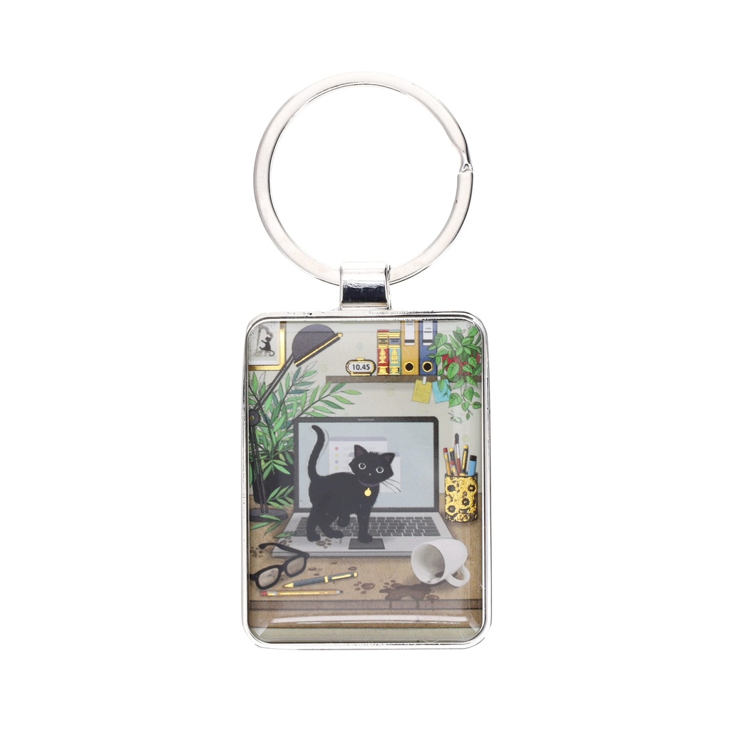PORTE CLE RECTANGLE BUG ART CHATON ORDI