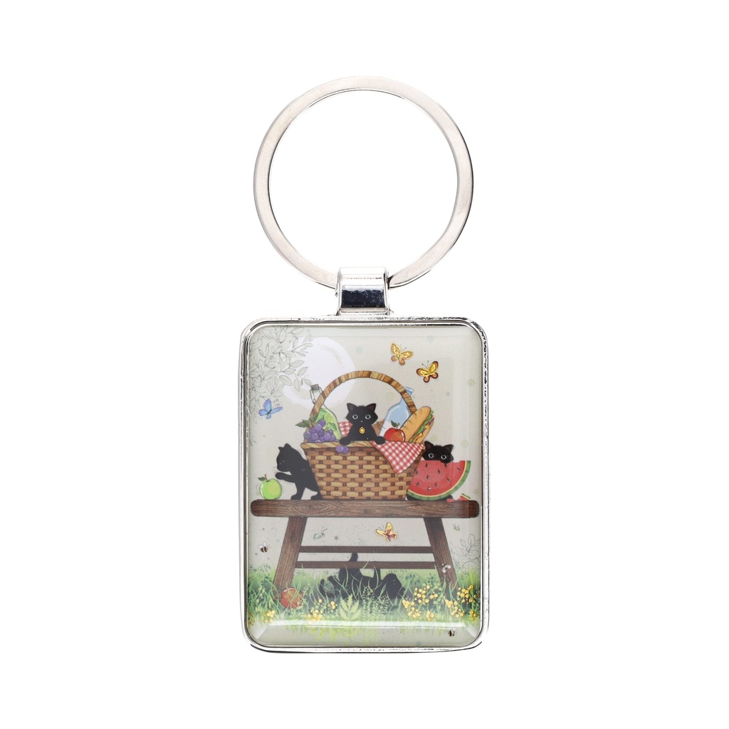 PORTE CLE RECTANGLE BUG ART CHATONS PIC NIC