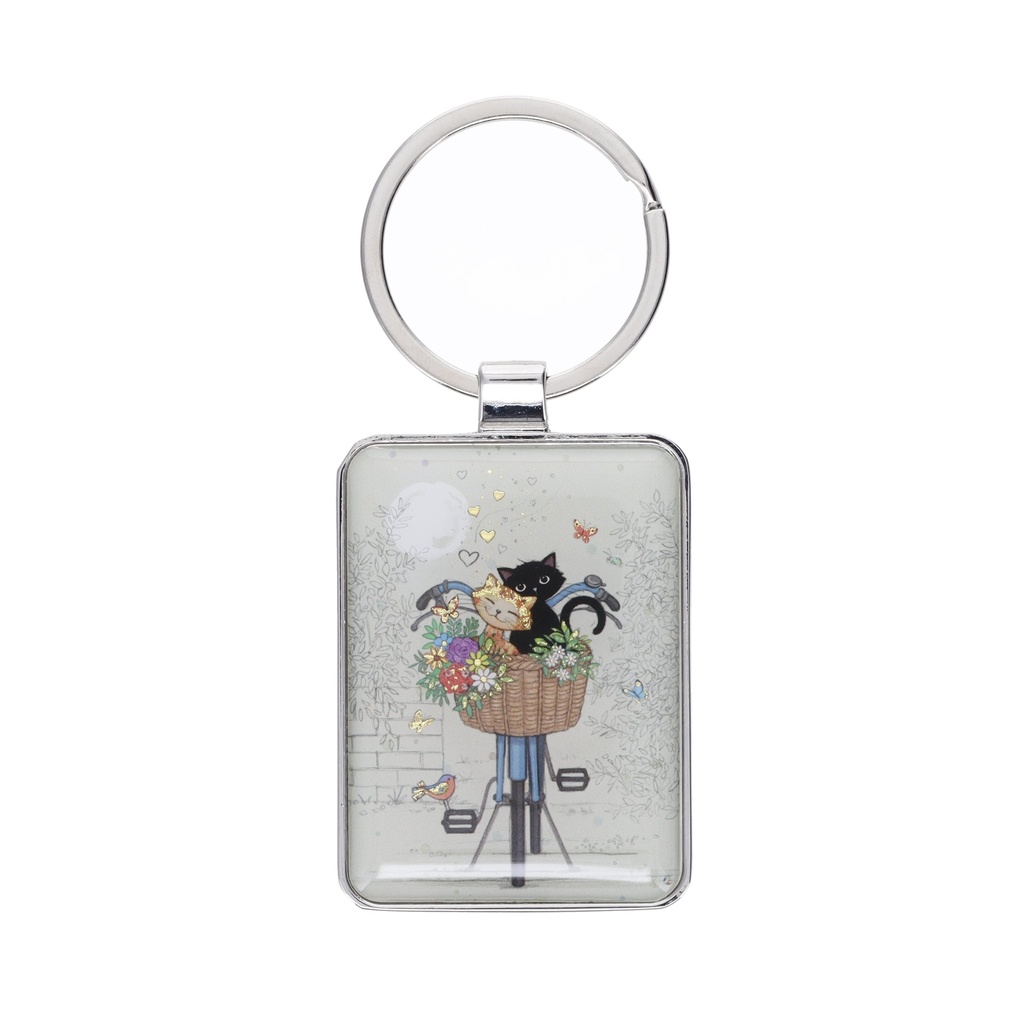 PORTE CLE RECTANGLE BUG ART CHATS VELO