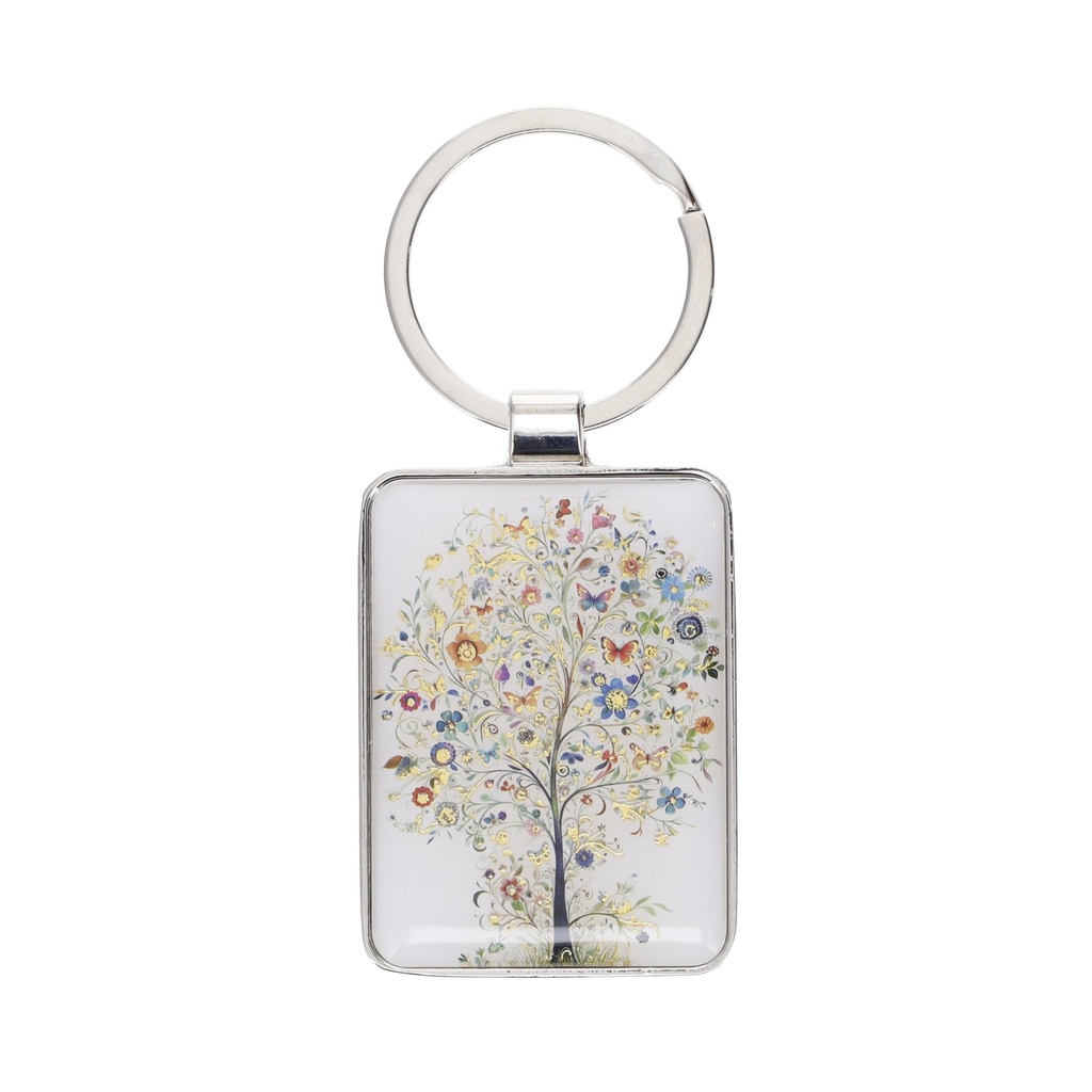 PORTE CLE RECTANGLE PORTFOLIO ARBRE FLEURI