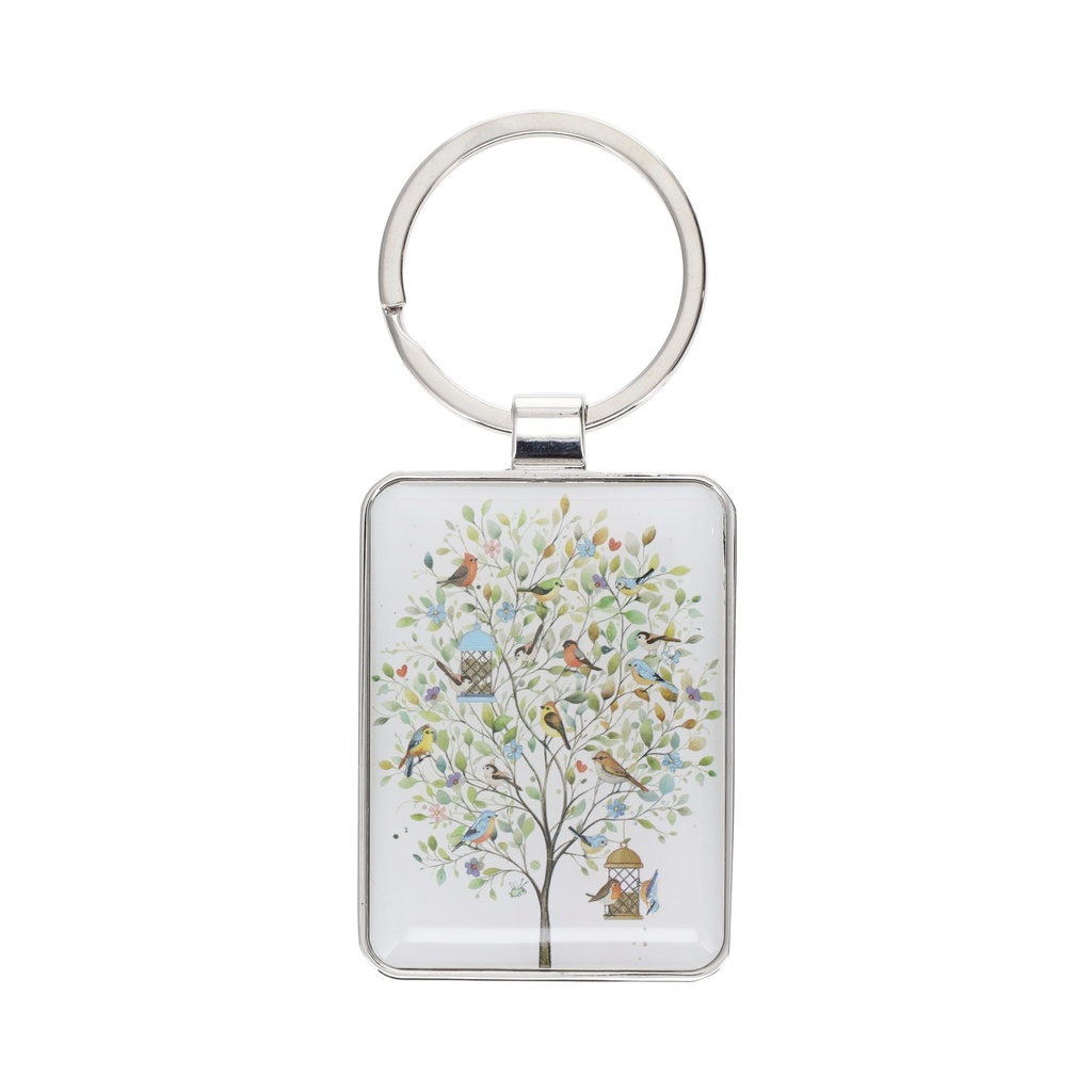 PORTE CLE RECTANGLE PORTFOLIO OISEAUX ARBRE